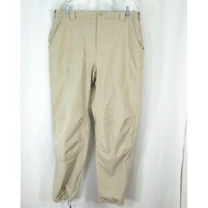 LL Bean Thin Fleece Lined Hiking Skiing Pants Mens Large Khaki Reinforced Knee